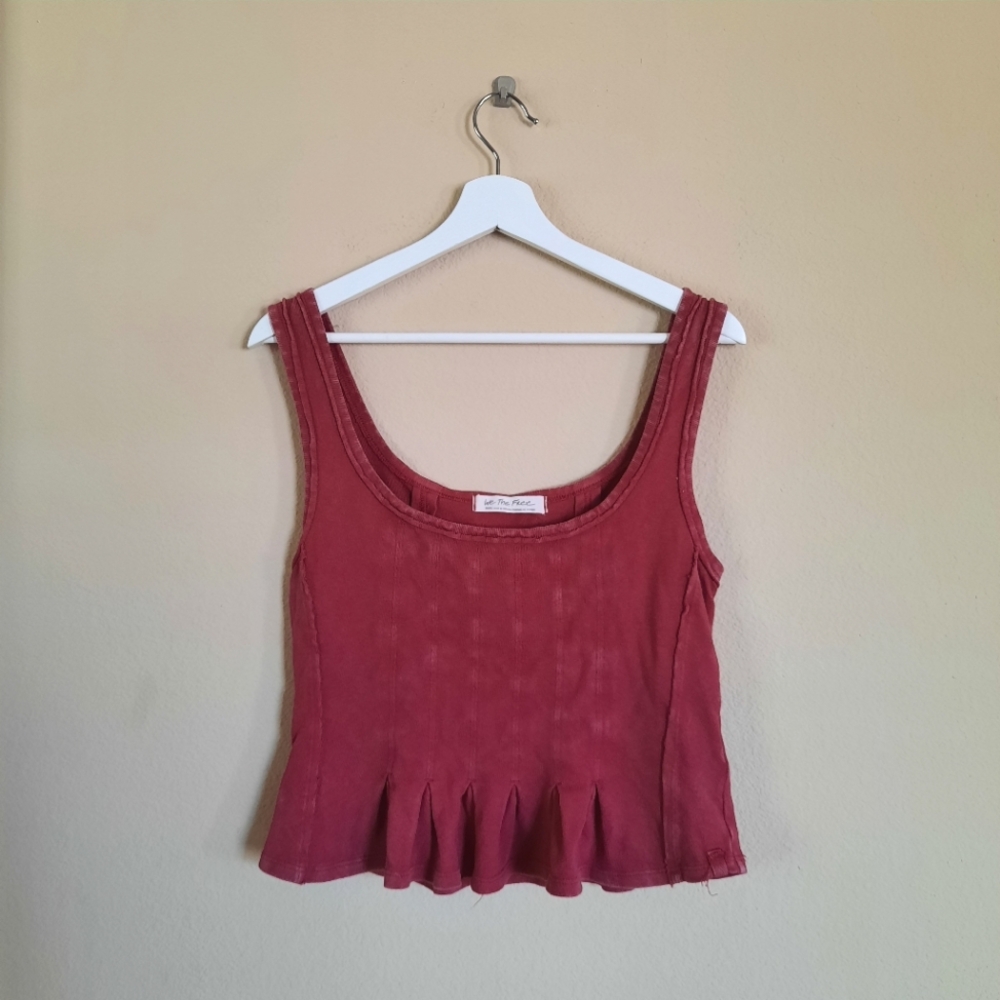 We The Free Berry Pink Magenta Peplum Crop Tank Top Cotton